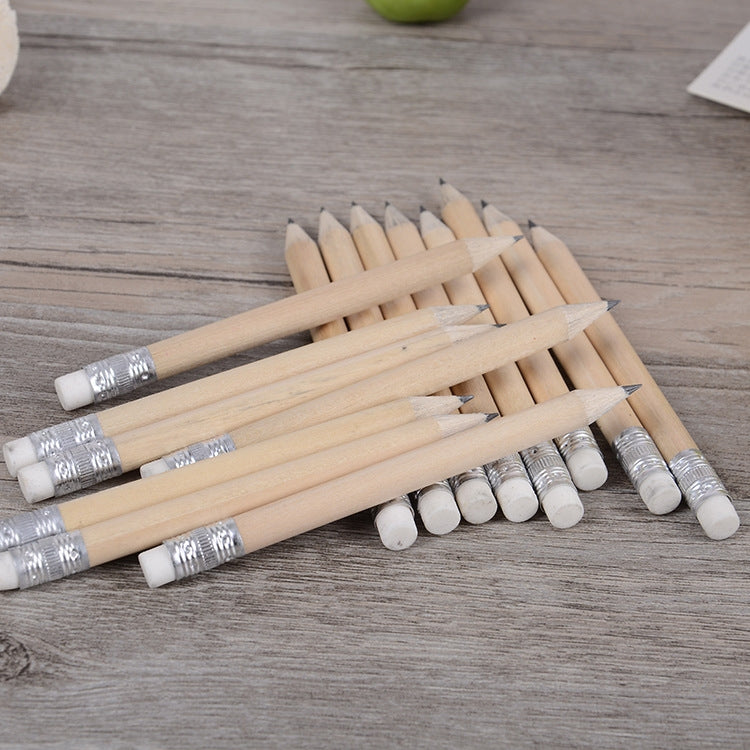 Bundle of sharpened wooden HB pencils with silver ferrules and white eraser ends
