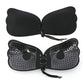 Pair of black lace-up silicone nubra cups with pull ropes and central eyelets