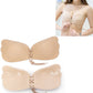 Nude silicone wing bra cups with lace-up pull ropes and perforated texture