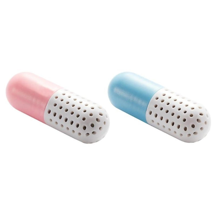 Pink and white capsule shoe deodorizer with perforated vent holes