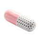 Pink and white capsule shoe deodorizer with perforated vent holes