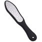 Black-handled pedicure file with silver-toned dimpled abrasive side