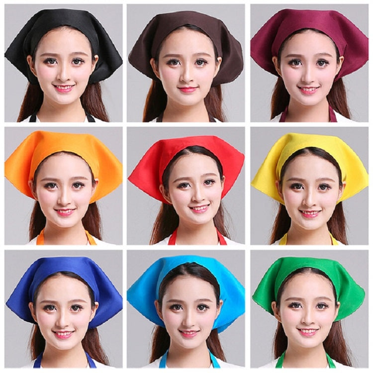 Assorted color chef turban hats with triangle scarf style, adjustable kitchen headwear