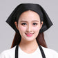 Black chef turban hat with triangle scarf, front headwear for kitchen work, adjustable