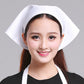 White triangular chef work hat with neck scarf, adjustable fit