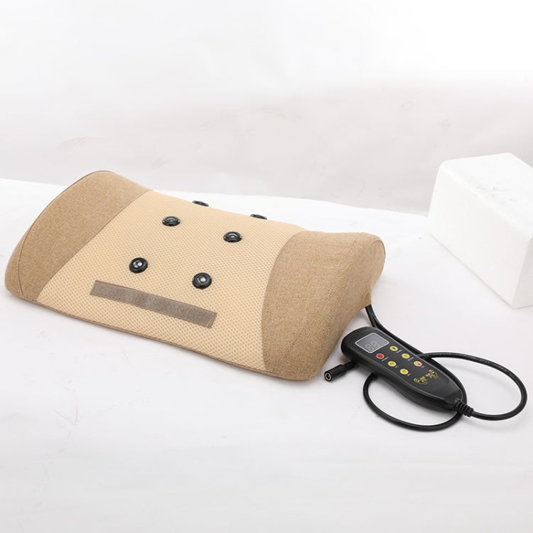 Heating pulse acupuncture waist massager beige pad with black controller and cable