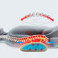 Heating pulse acupuncture waist massager shown applying traction and heat to lower back