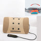 Beige lumbar massager cushion with control remote and power cord, shown front view.