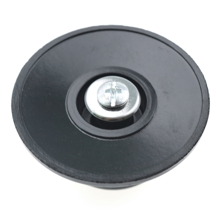 Black pot lid handle cap with chrome center insert