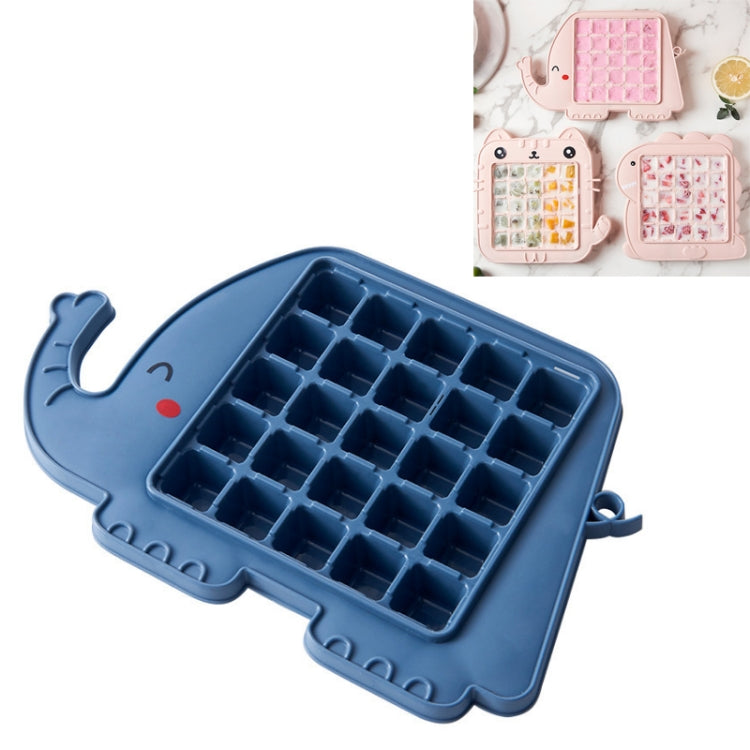 Blue animal ice pop mold tray with rectangular grid compartments, elephant shape