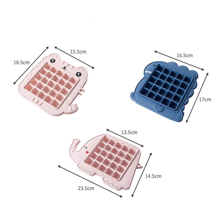 Animal ice pop mold with size measurements in pink and blue