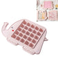 Pink elephant-shaped ice pop mold tray with square grid cavities