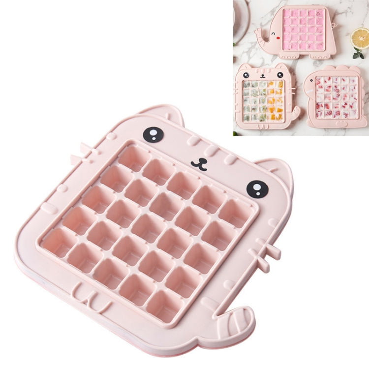 Pink animal ice popsicle mold tray with grid cavities and cute face details
