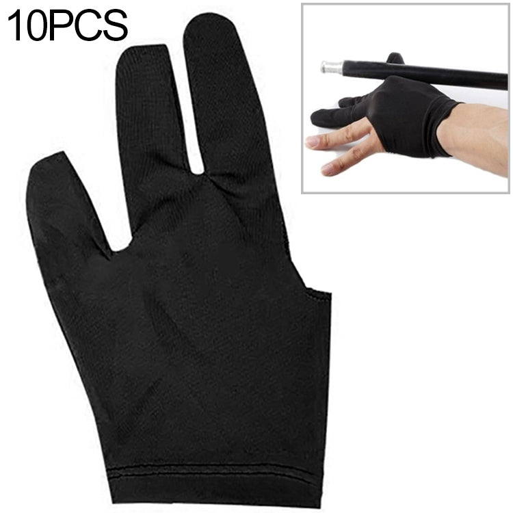 Black spandex three-finger snooker cue glove, open hand for left use