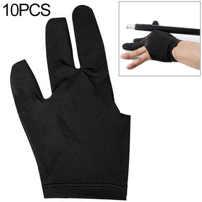 Black spandex three-finger snooker cue glove, open hand for left use