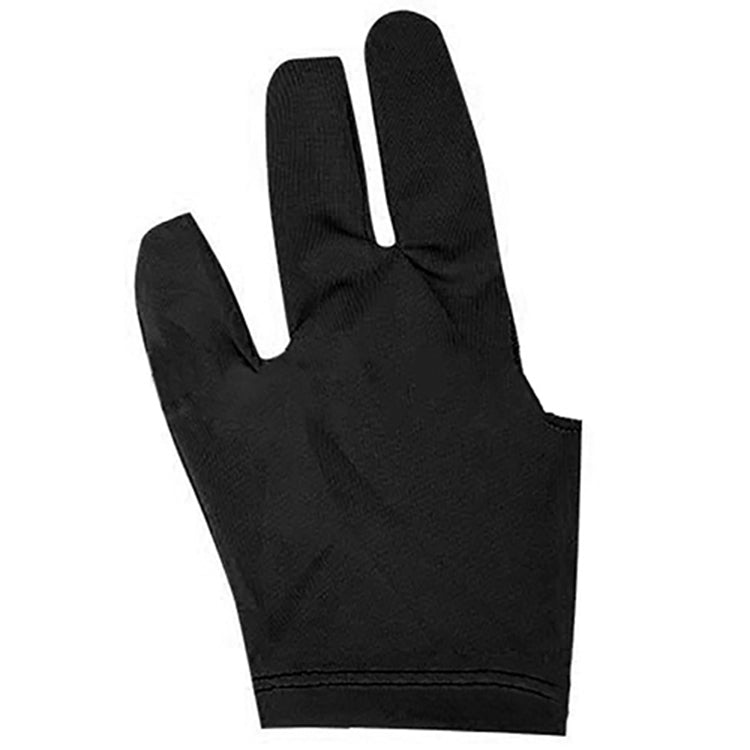 Black spandex three-finger snooker cue glove, open hand design