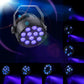 LED stage laser parlight with blue LED dots and visible beam effects