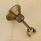 Brass shower hook base bracket with ribbed collar and curved hook arm
