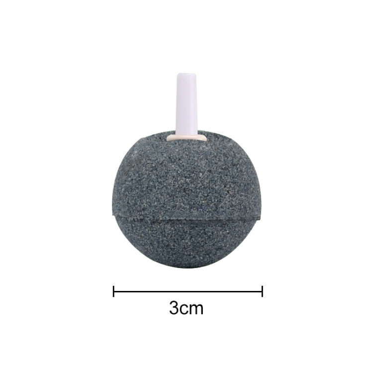 Round dark gray bubble stone with white air outlet tube, porous oxygen stone for aquariums