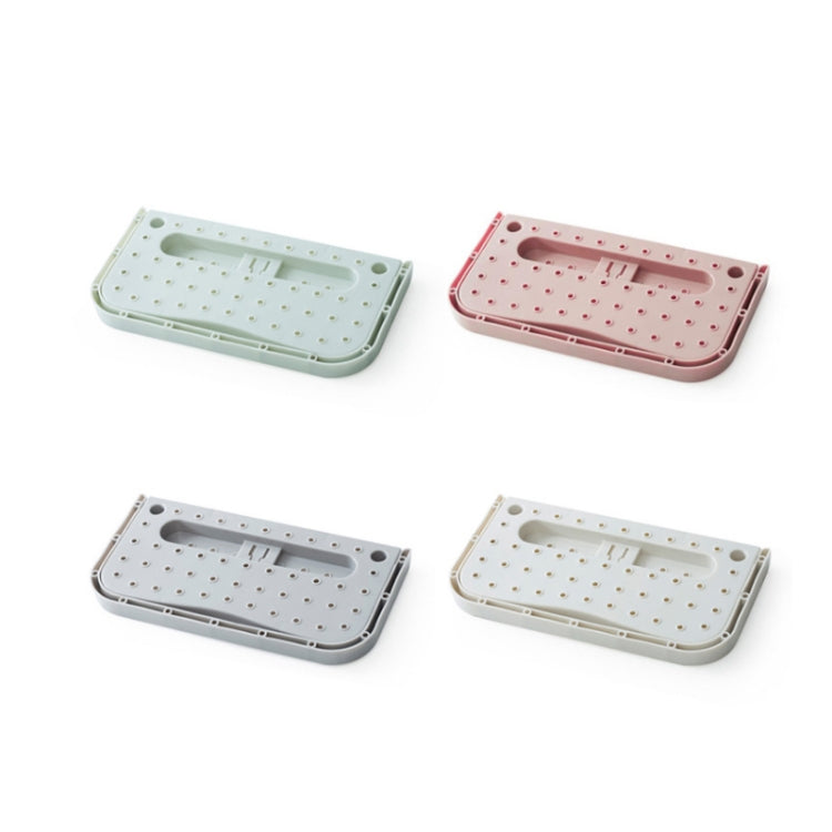 Set of folding wall hanging slipper storage racks in multiple colors: green, red, gray, cream