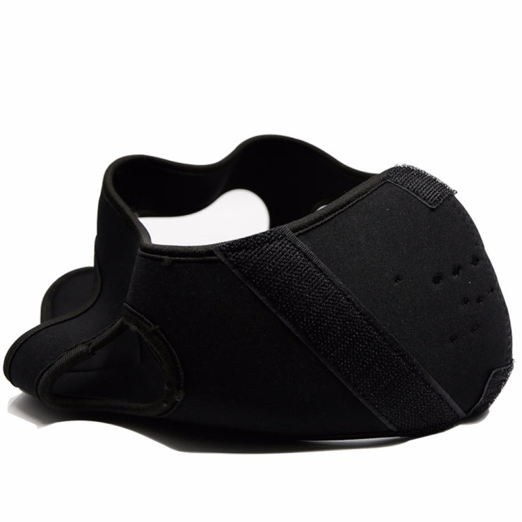 Black half-face tactical grimace mask with fabric strap and side padding