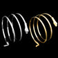 Snake bangle bracelets, silver-tone and gold-tone round cuffs with snake-head end