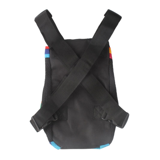 Black pet chest backpack carrier with crossed front straps and side handle