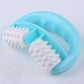 Light blue manual plastic two-wheel massager with white spiked rollers
