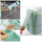 Wheat-straw bento lunch box with clear snap lid and secure side-seal, side close-up