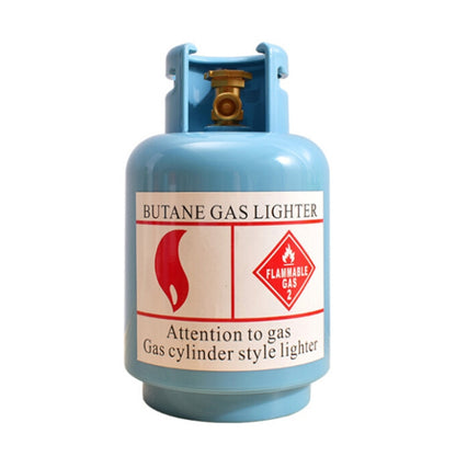 Blue simulated gas tank coin bank with coin slot and brass top valve
