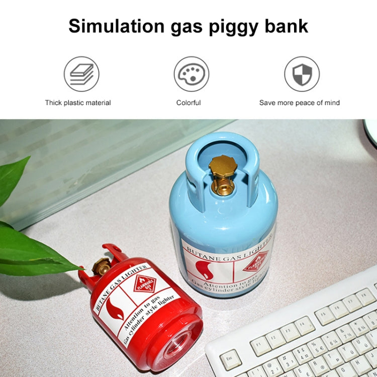 Blue simulated gas tank coin bank with brass top and coin slot opening
