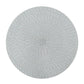 Round woven placemat in light gray with fine speckled texture