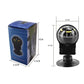 Black navigation compass with suction base and direction dial; product size diagram