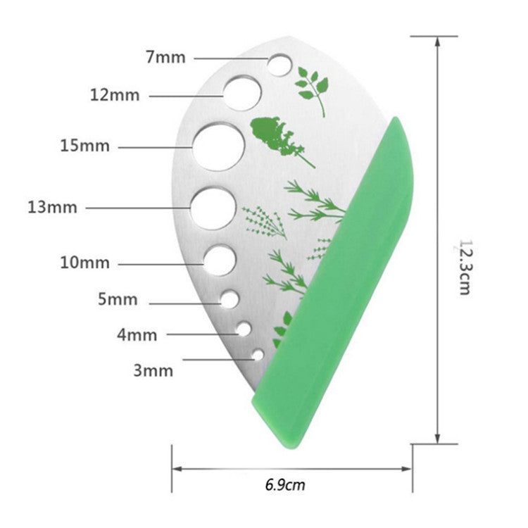 9-hole vanilla cutter size chart, 12.3 cm length and mm measurements