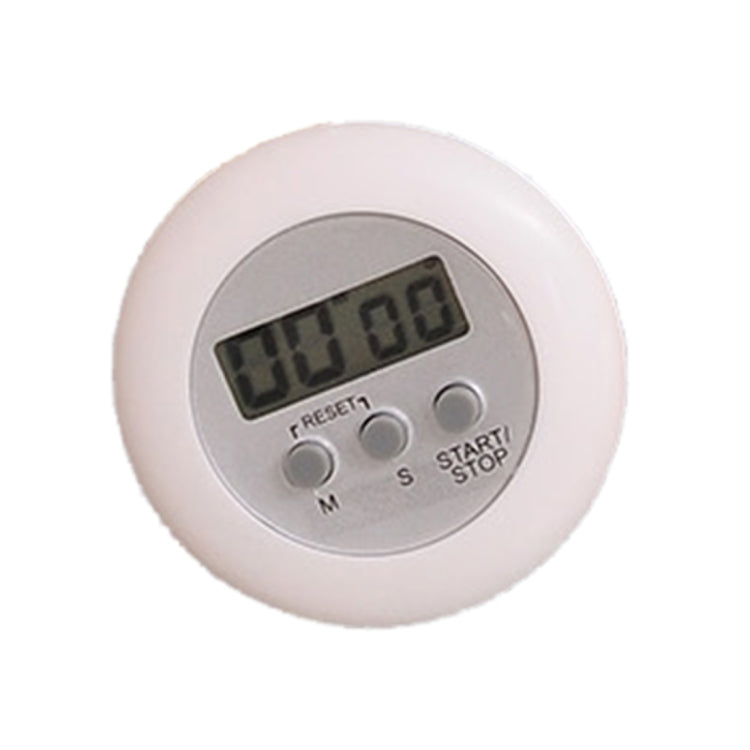 Round magnetic countdown timer, white face with LCD and reset/start buttons
