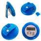 Blue round magnetic countdown timer with open back and hanging clip