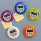 Assorted round magnetic countdown timers in blue, pink, yellow, white, and orange