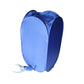 Foldable mini clothes dryer in blue fabric with air outlet hose and zippered cover