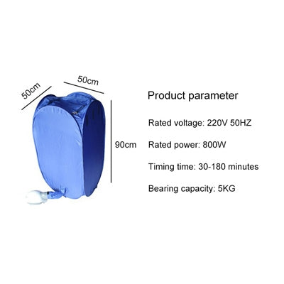 Blue collapsible mini clothes dryer cover bag with 50cm x 90cm sizing