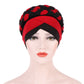 Two-color braided milk silk turban cap, red and black, headwrap with woven braid
