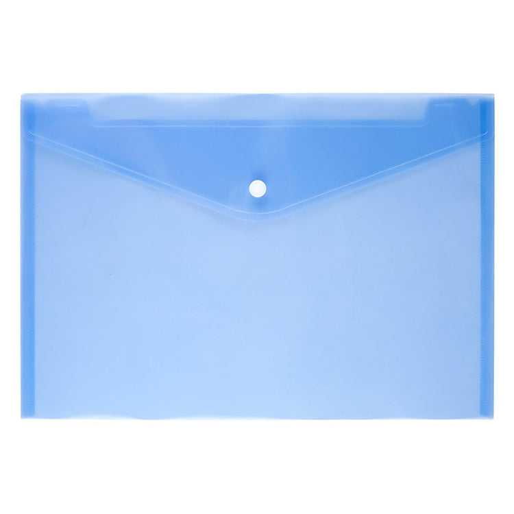 Blue clear A4 file folder with snap button closure, PP stationery case
