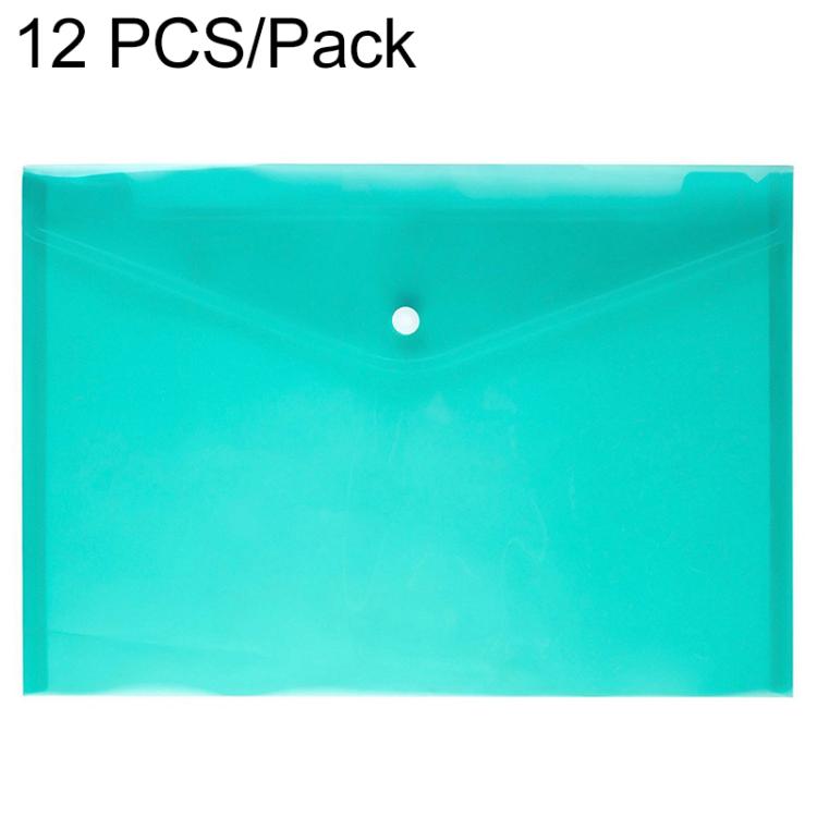 Teal-green clear A4 document folder with snap button closure, PP sheet