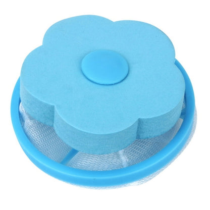 Blue laundry filter ball with flower lid and round center cap