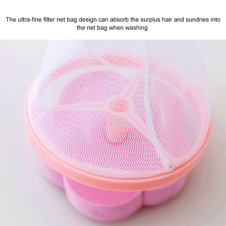 Pink ultra-fine filter net bag with flower-shaped base and mesh pouch
