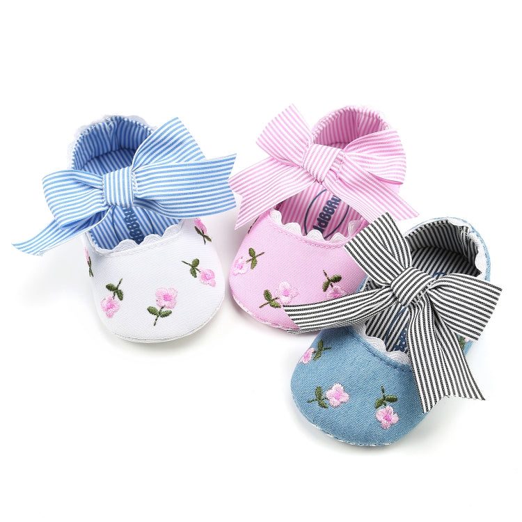 Toddler princess shoes with bow straps in blue, pink, and striped styles