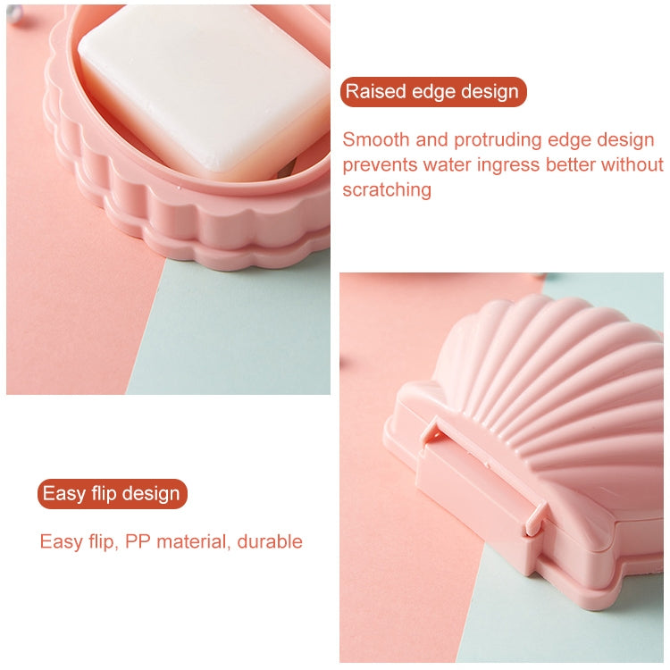 Pink seashell soap box with raised edge design and flip cover for soap storage
