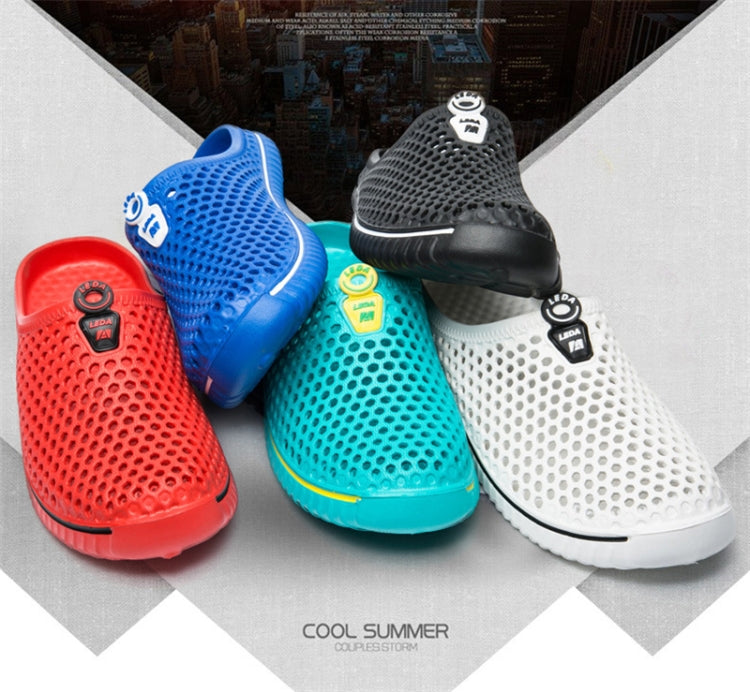 Color set of breathable hollow slip-on sandals: red, blue, green, black, and white