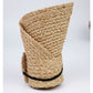 Woven straw visor hat side profile with layered straw texture and brim seam.