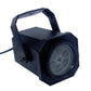LED snowflake pattern projection lamp with front lens and mounting bracket, black