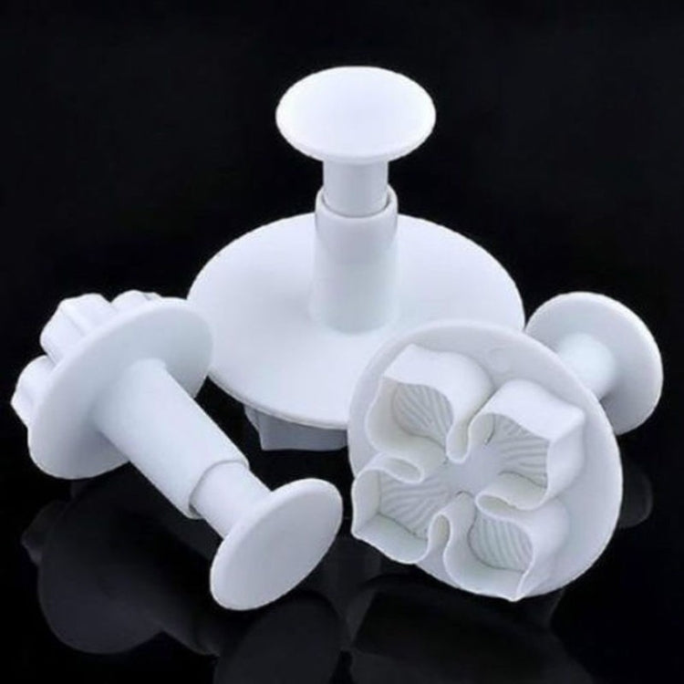 Hydrangea silicone fondant mold with detailed flower-petal relief on white base